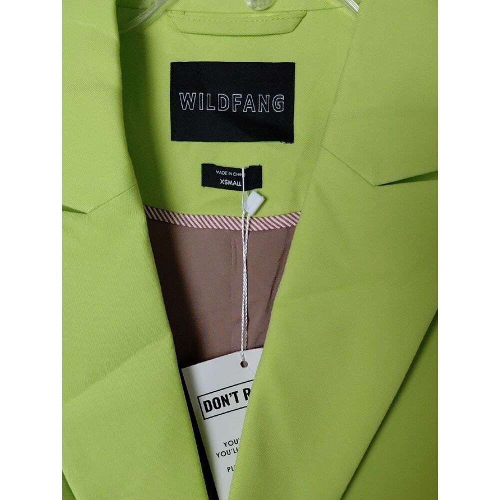 Wildfang The Empower Blazer Neon Lime Green Double Breasted Long NWT Extra SMALL - Picture 4 of 9